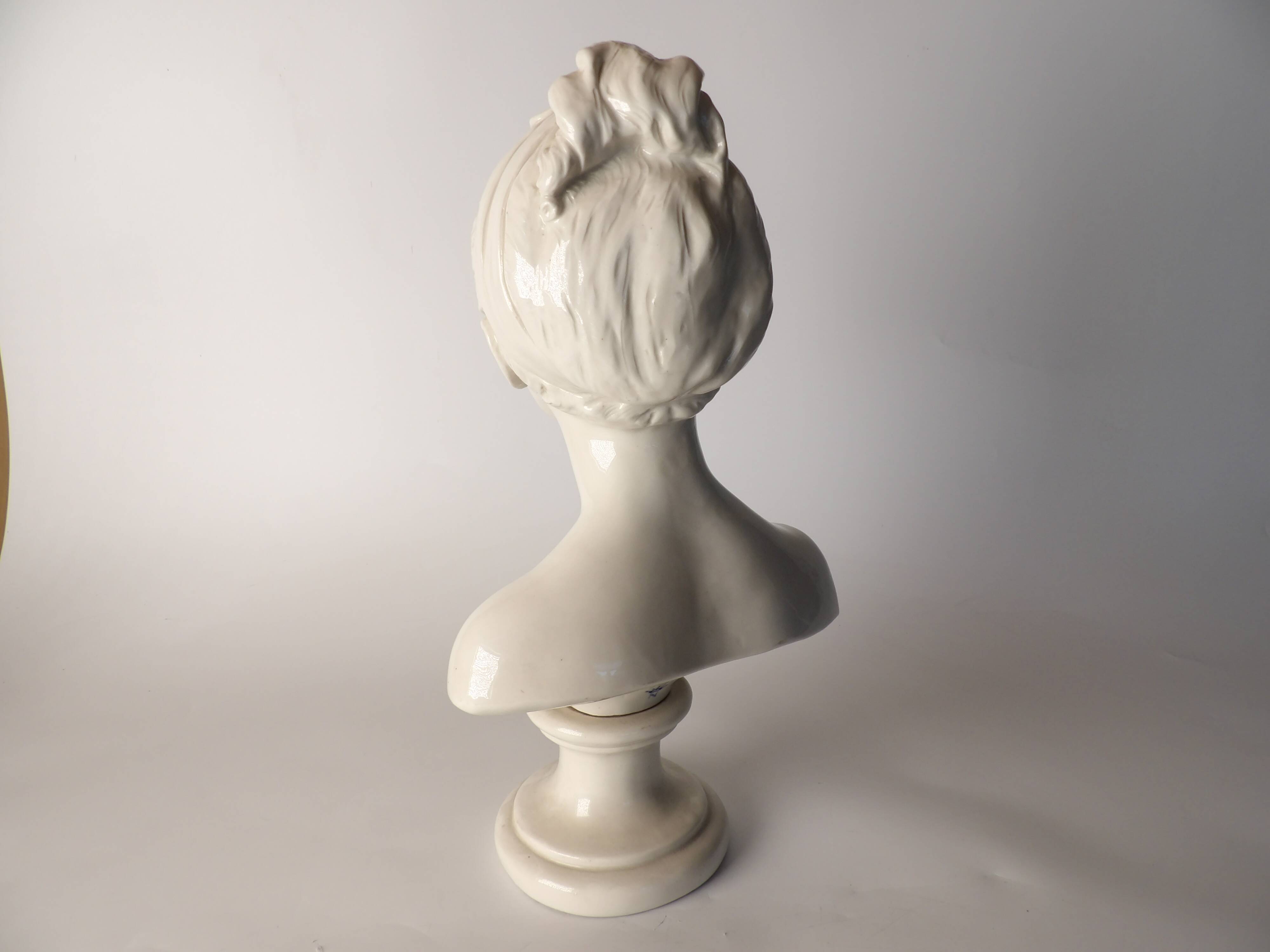 Ceramic bust of a woman after houdon