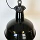 Industrial Black Enamel Factory Lamp with Cast Iron Top, 1950s