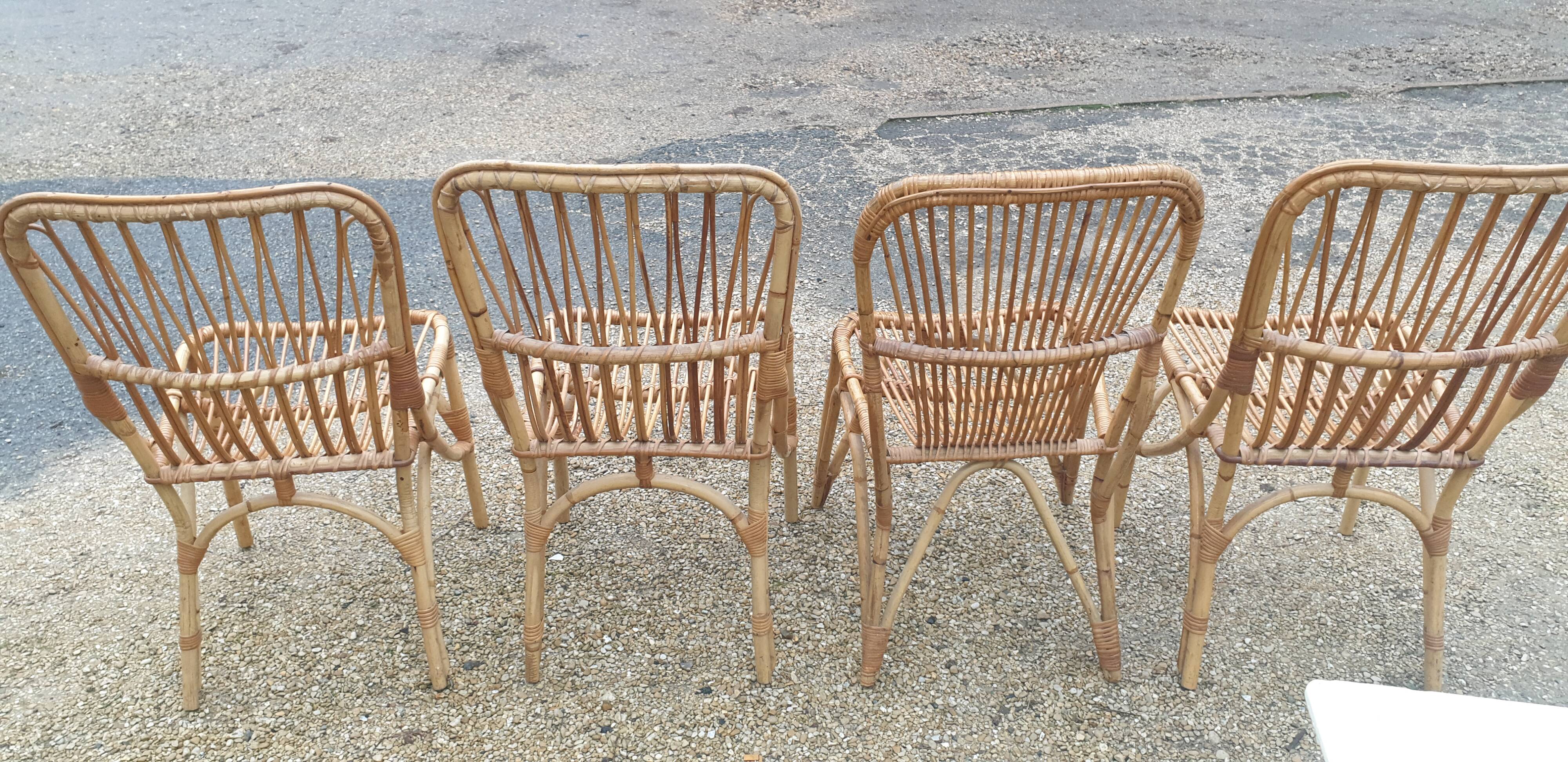 4 sixties bamboo chairs