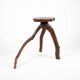 Large brutalist stool in solid antique wood