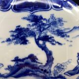 Vase gourde chinois en porcelaine blanche et bleue