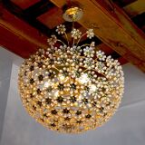 Floral chandelier in crystals cut by Bakalowits and Söhne, Austria, 1970