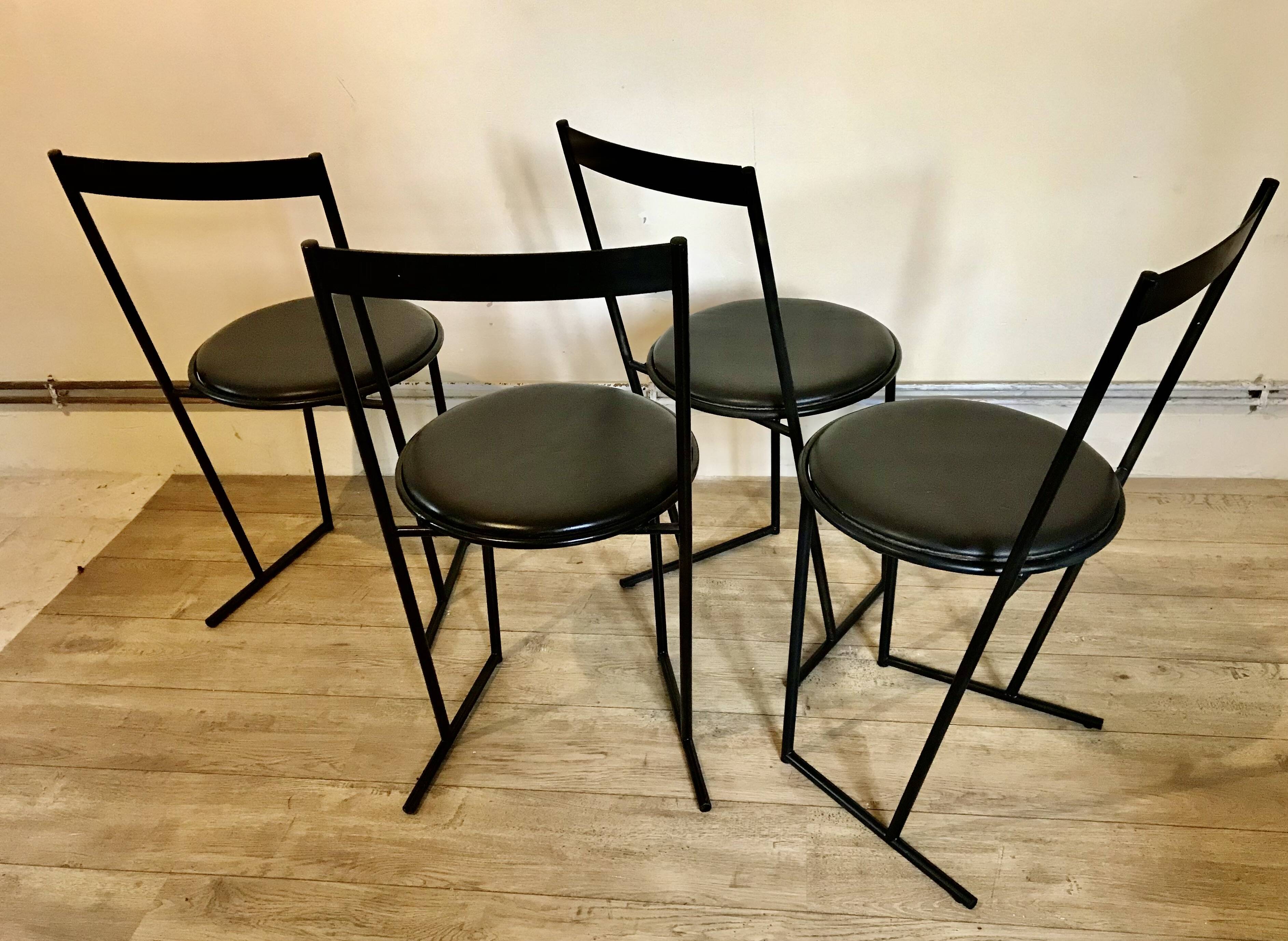 Set of 4 chairs Italy 1980 by Emilio Nanni for Fly-line