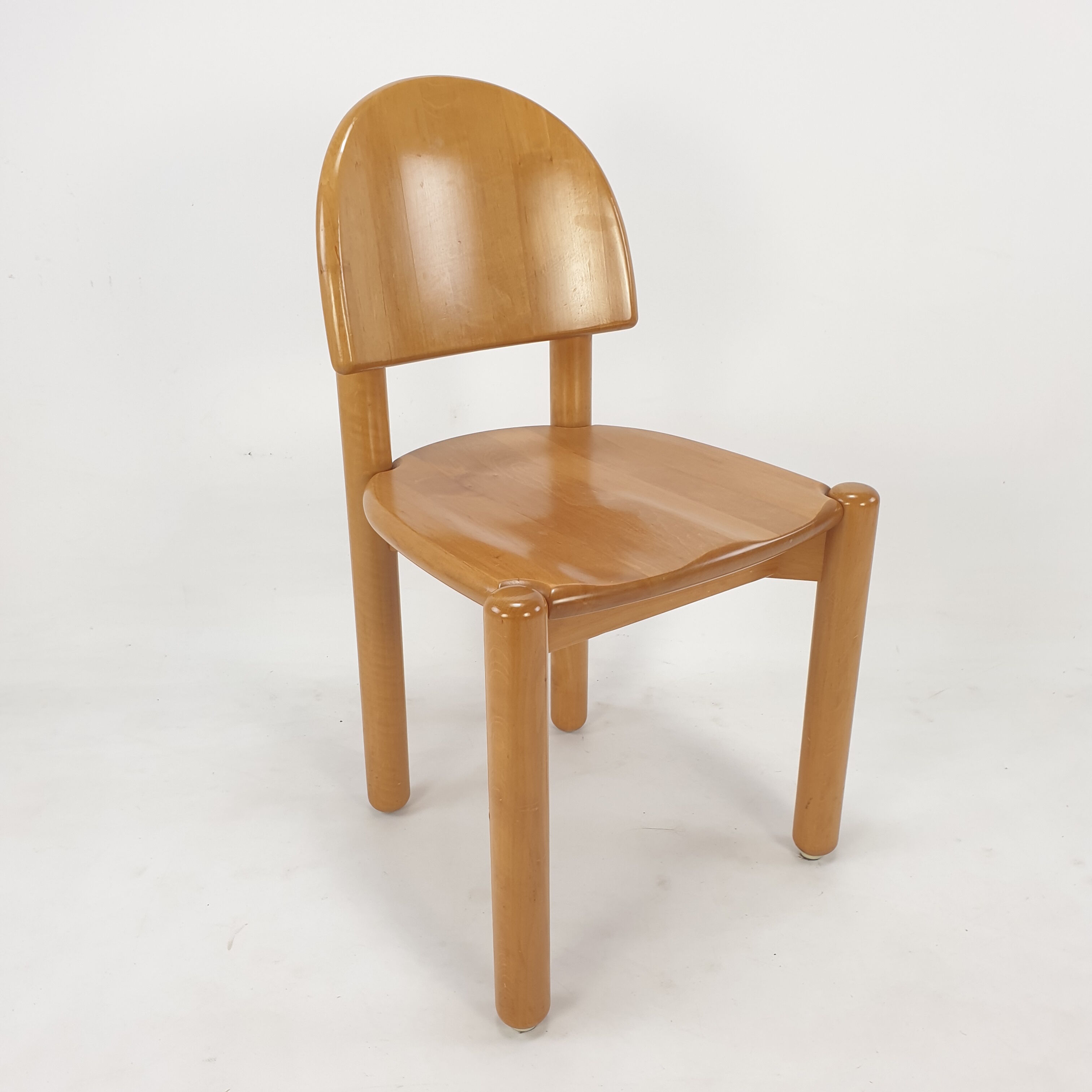 Set of 4 oak wood dining chairs, 1980s