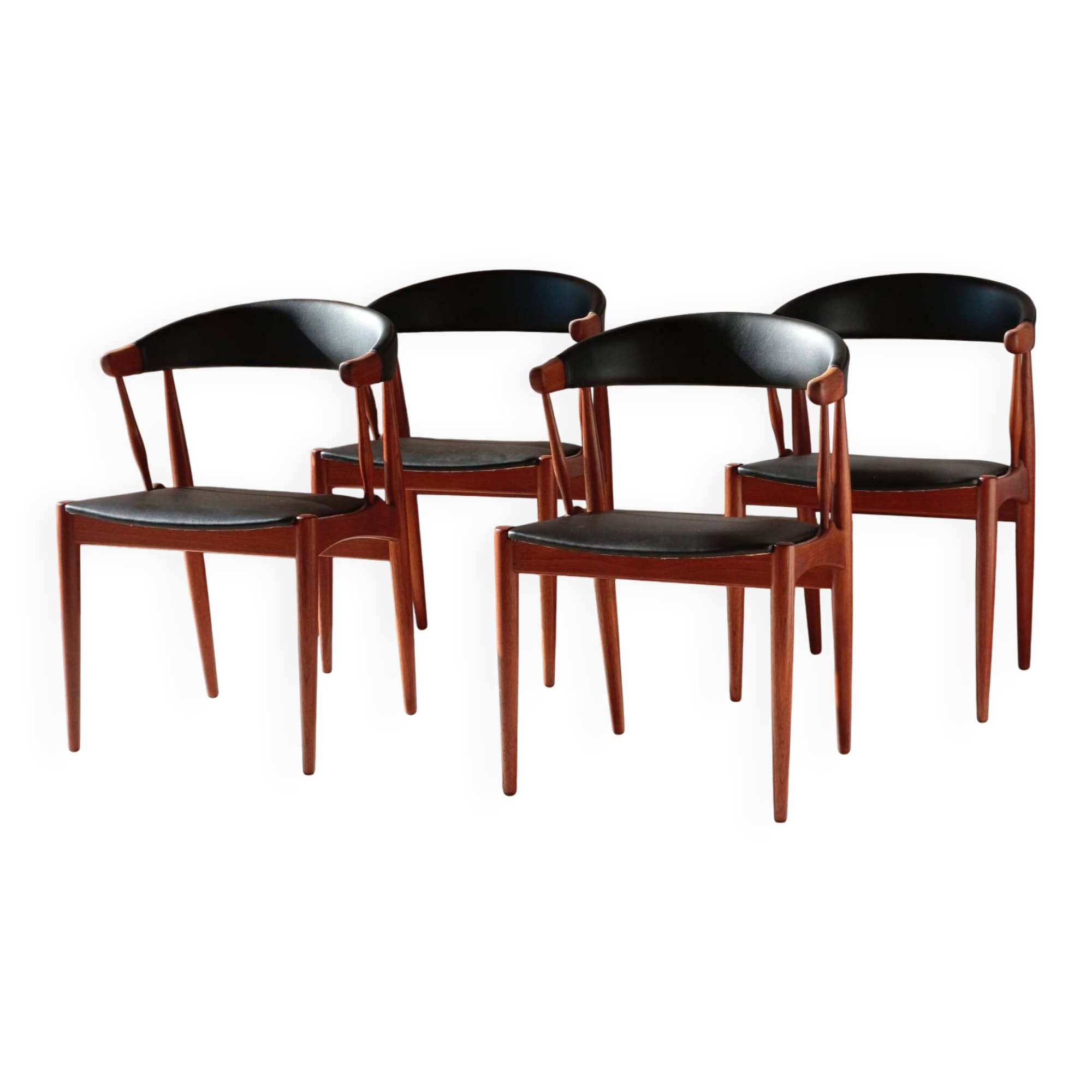 Set of 4 Johannes Andersen Scandinavian teak armchairs, 1960s