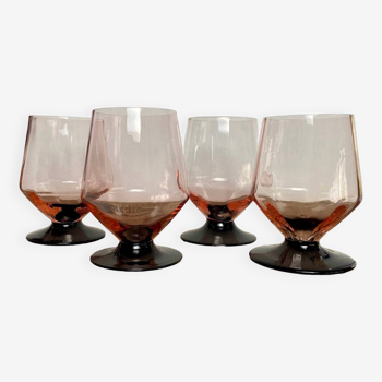 4 verres rose à pied noir