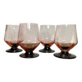 4 pink glasses with black stem
