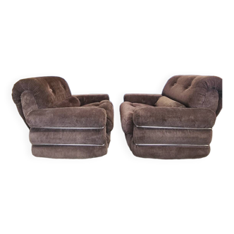 Pair of vintage 70s armchairs in the airborne style