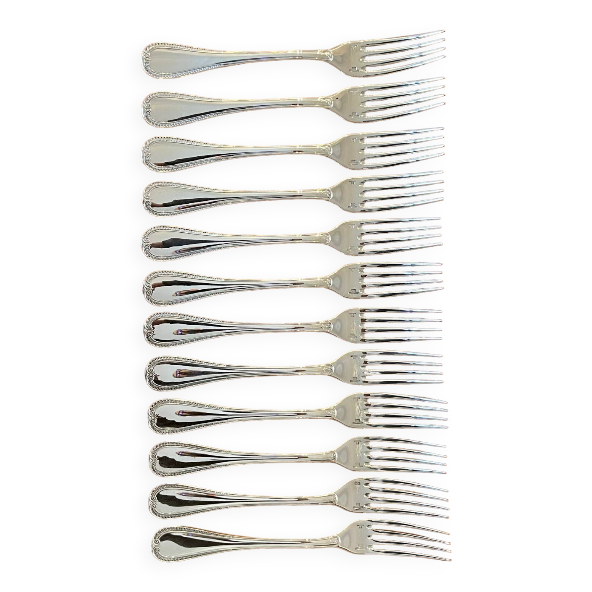 12 Fourchettes à Escargot Christofle Malmaison - 2 Dents, Argent Plaqué, Neuves
