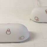 Duo of opaline glass and gold decor wall lights - 50s/60s