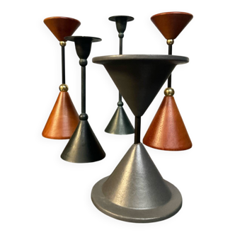 Série de 5 bougeoirs diabolo vintage
