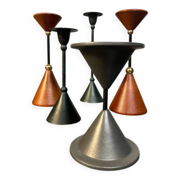 Set of 5 vintage diabolo candle holders