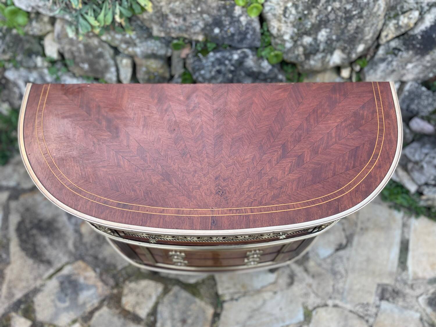 Louis XVI style mahogany and gilded bronze chest of drawers, 20th century