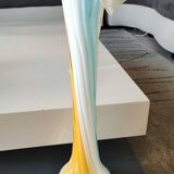 Antique large soliflore vase in venetian opaline glass, jack in the pulpit/murano. arum flower collar/triple multi-colored twisted overlay. high 40 cm