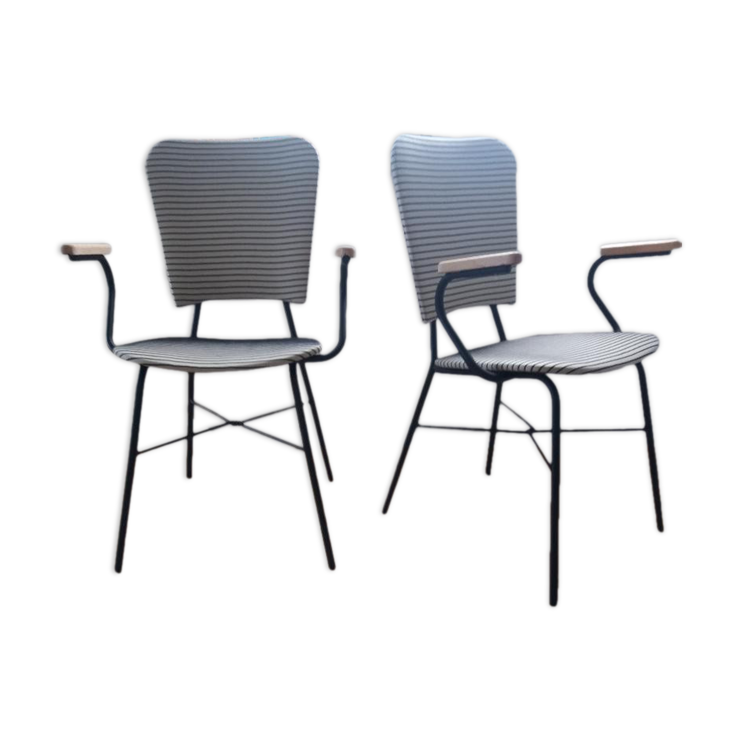 Pair of striped armchairs