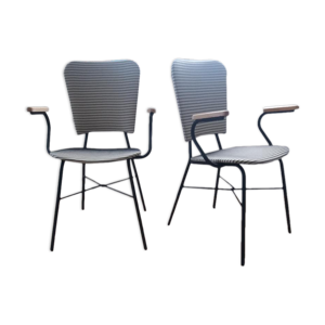 Paire de fauteuils rayés