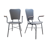 Paire de fauteuils rayés
