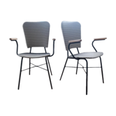 Paire de fauteuils rayés