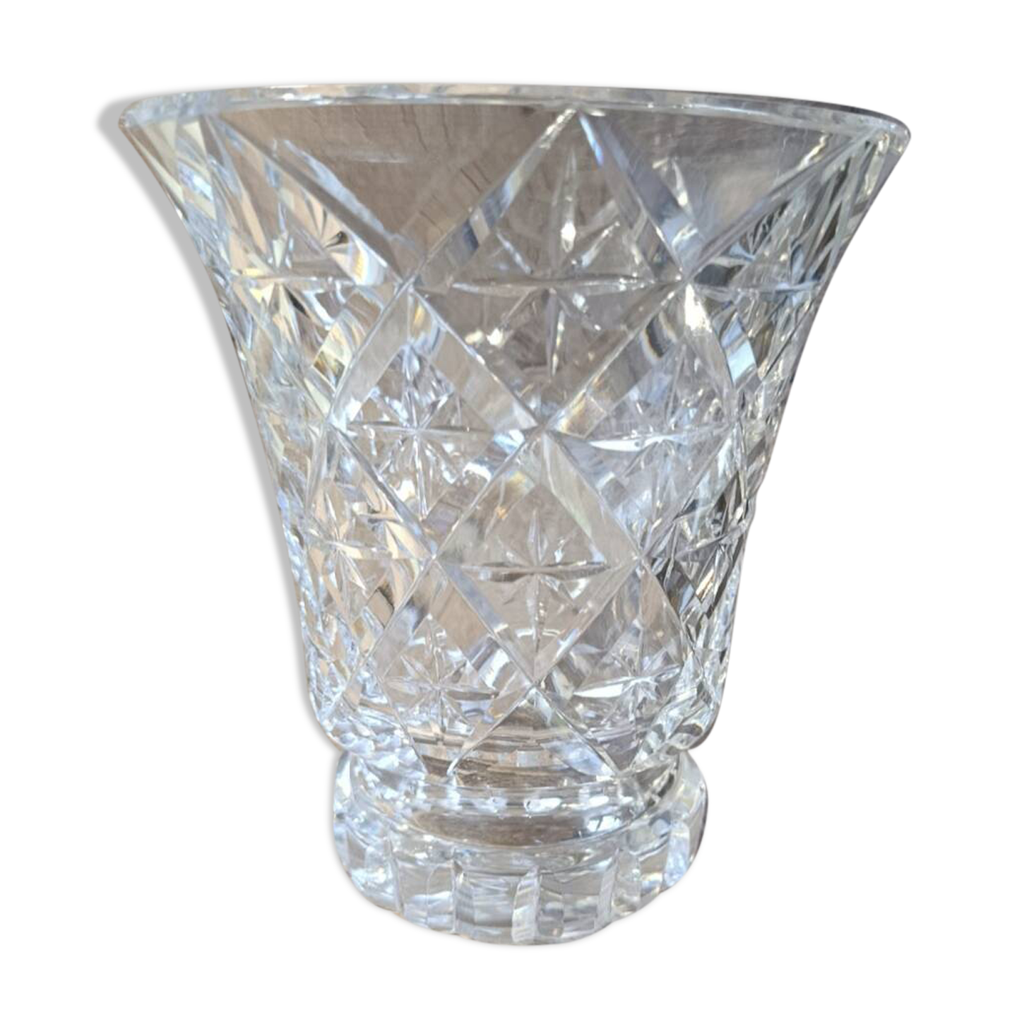 Cut and bevelled crystal vase, vintage