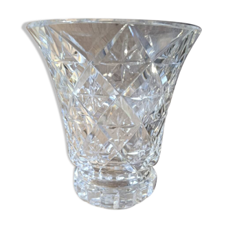 Cut and bevelled crystal vase, vintage