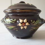 Large glazed terracotta covered pot