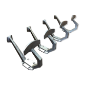 Set of 4 vintage double hooks in aluminum
