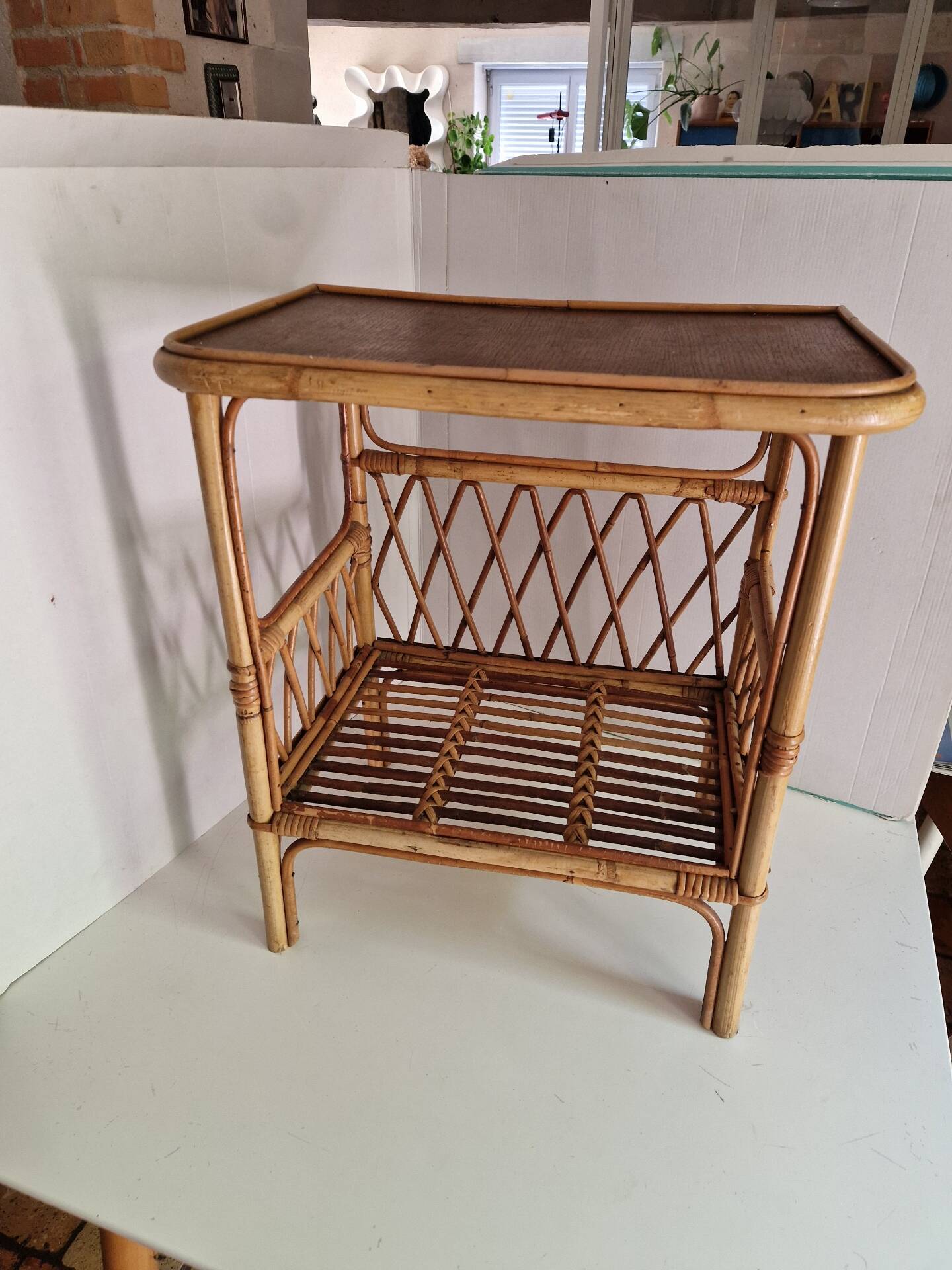 Vintage Rattan Side Table