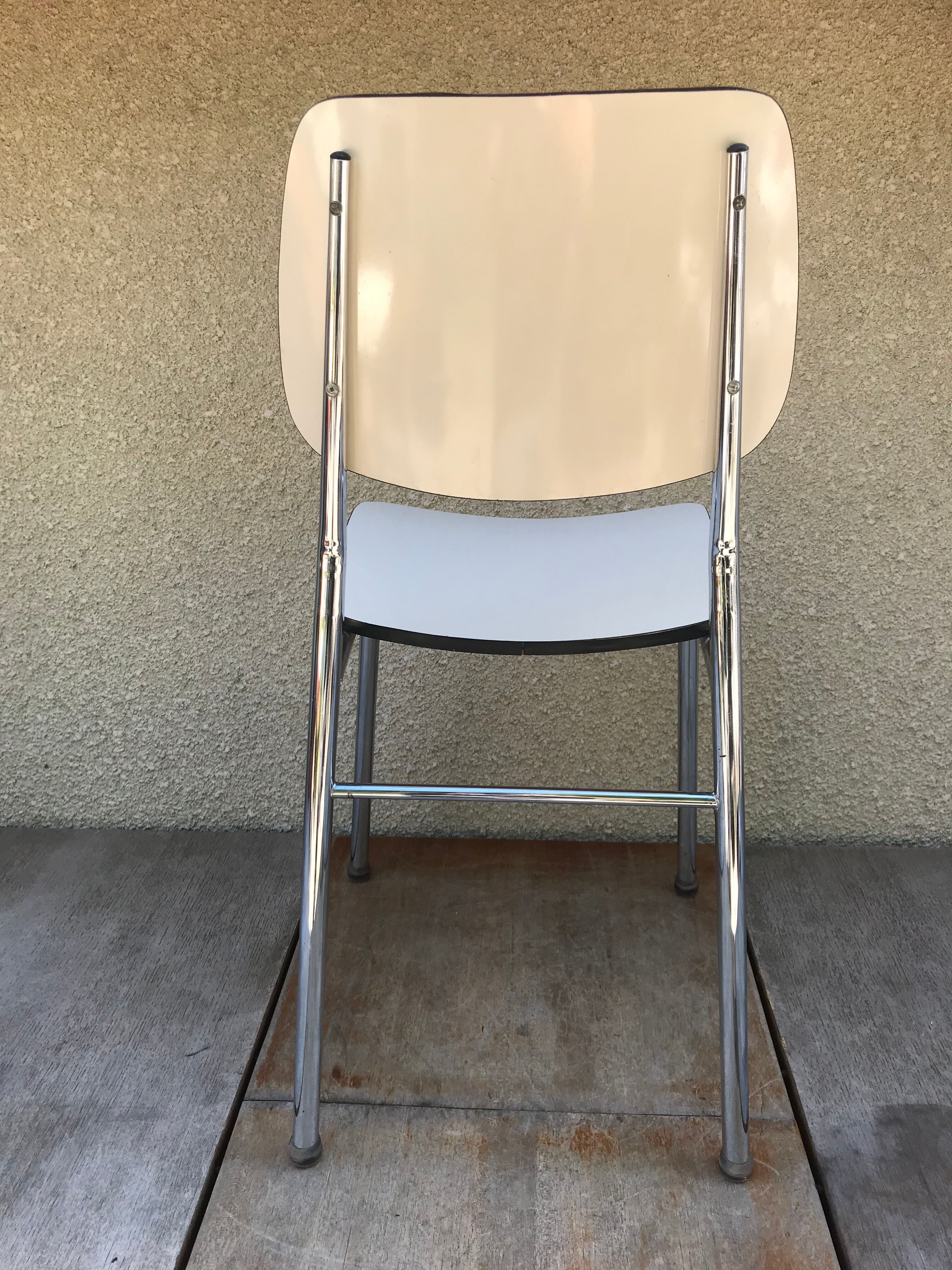 Pair of Old Metal Chromé Chairs - Vintage White Formica