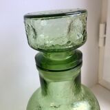 Decanter in green bubbled glass 70s