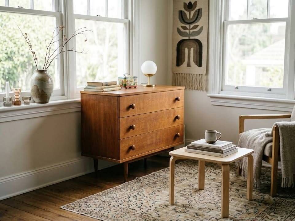 Vintage chest of drawers with tapered legs