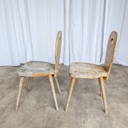 Set of 2 Rustic Primitive Wooden Chairs / Weathered Farmhouse Dining Chairs