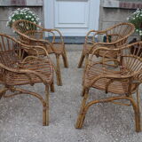 4 rattan basket chairs