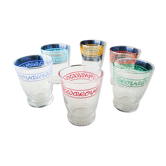 Set of 6 Vintage screen-printed table glasses