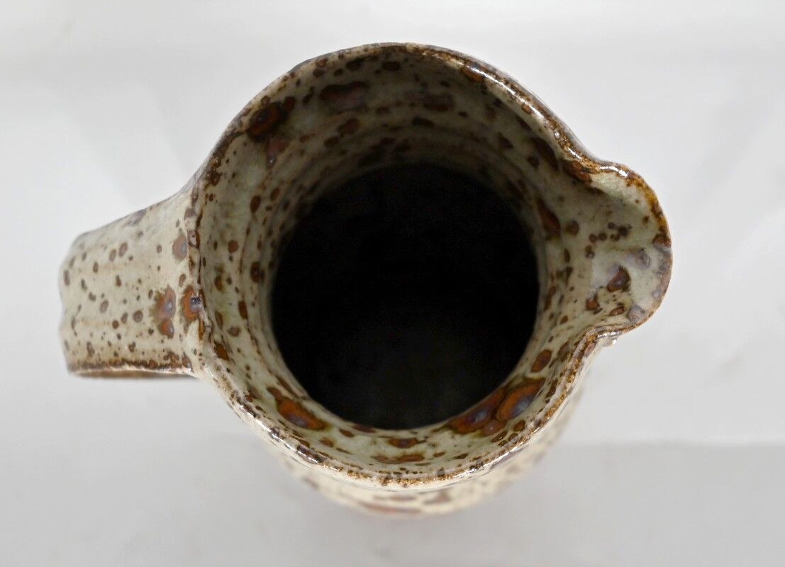 Enamelled stoneware pitcher, signed G. Tiffoche – XXth