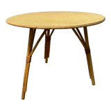 Round rattan and bamboo coffee table