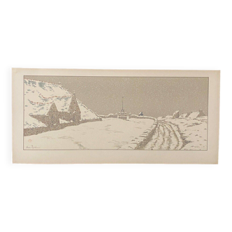 Lithographie par Henri Rivière La Neige