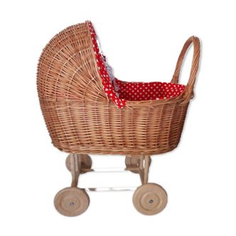 Wicker doll stroller