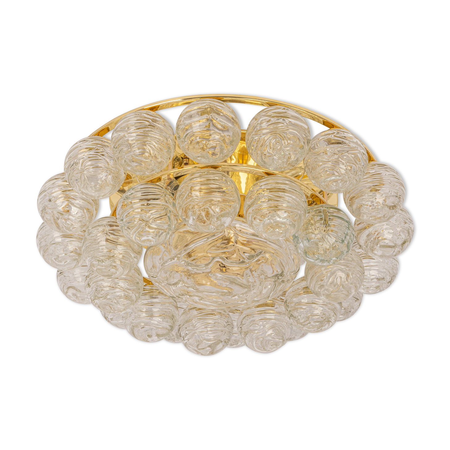 Spectacular Sputnik Flush Mount Glass Snow Balls by Doria, Germany, 1970s