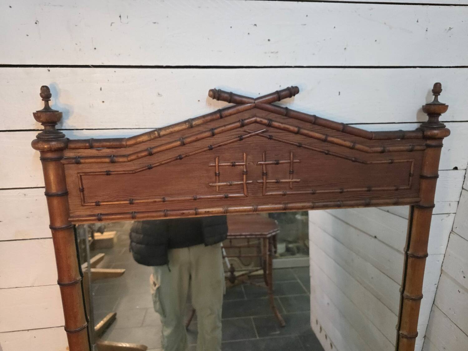 Miroir en bois bambou du XIXème , 163×105cm