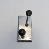 Chromed brass wall coat rack with 2 bakelite hooks 1970