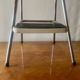 Vintage cosco step stool chair in chrome steel and white skai
