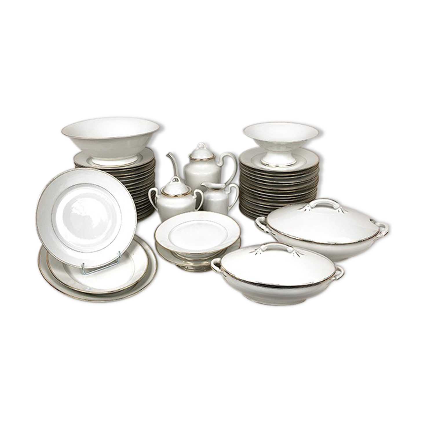 Large porcelain service of Limoges, stamp TL