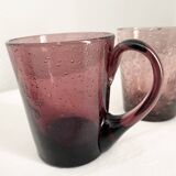 Purple biot blown glass mugs