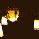 Three tulip-shaped lights + glass paste basin signed Muller Lunéville.