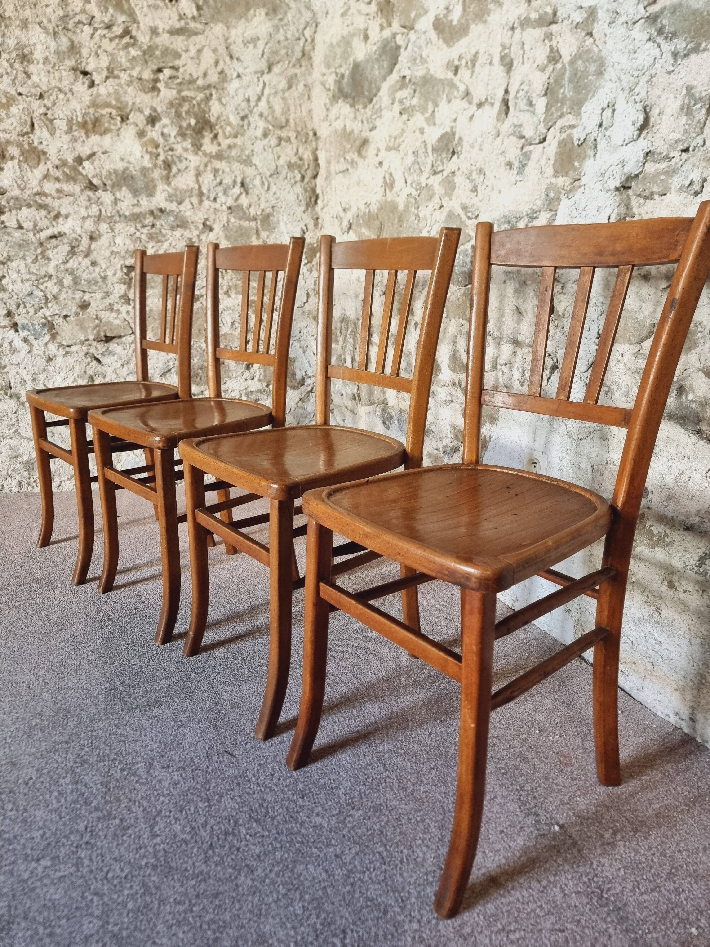 Set of 4 vintage Luterma beech bistro chairs – 1950s