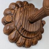 Pair of carved pine wall lights with jute shades, Swedish design, 1970s