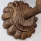 Pair of carved pine wall lights with jute shades, Swedish design, 1970s