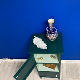 Two-door green bedside table