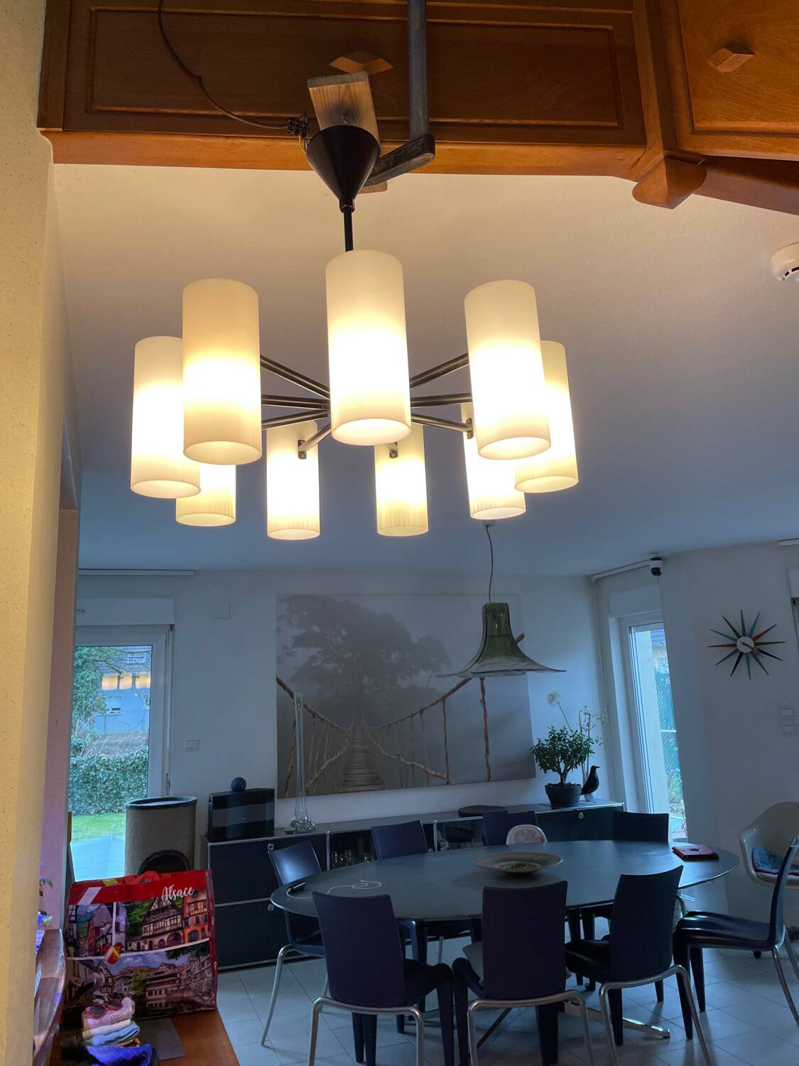 Vintage 9-light pendant light in Perspex