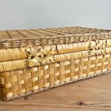 Vintage woven wicker suitcase